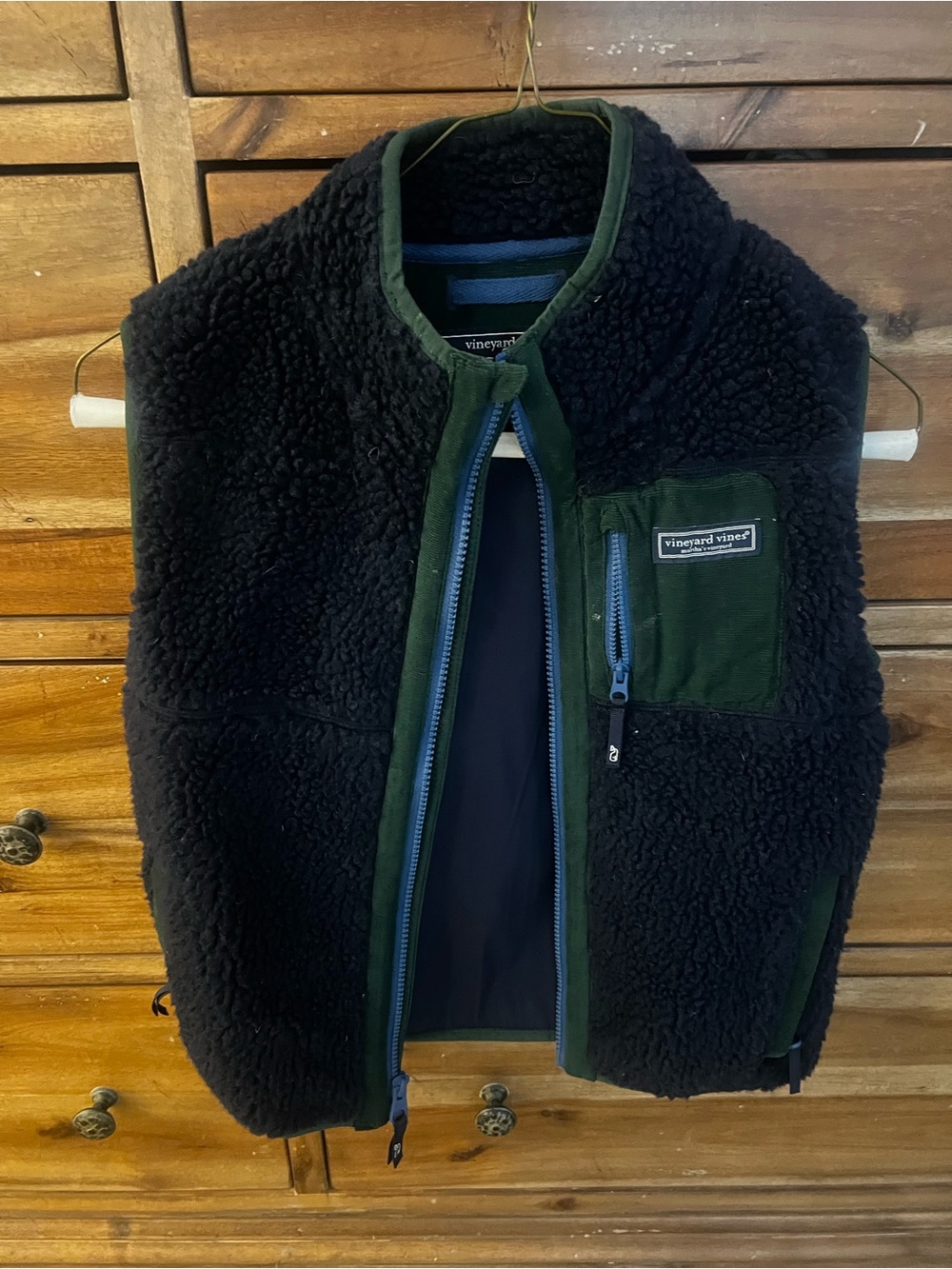 Vineyard Vines Boys SuperShep Sherpa Fleece Vest Navy Green Size 7